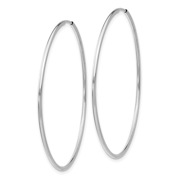 14k White Gold Polished Endless Tube Hoop Earrings - Picture 4 of 4